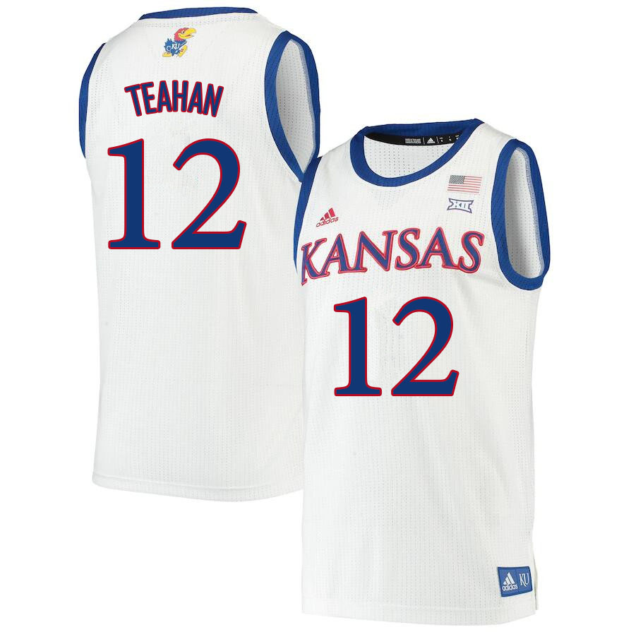 Men #12 Chris Teahan Kansas Jayhawks College Basketball Jerseys Sale-White